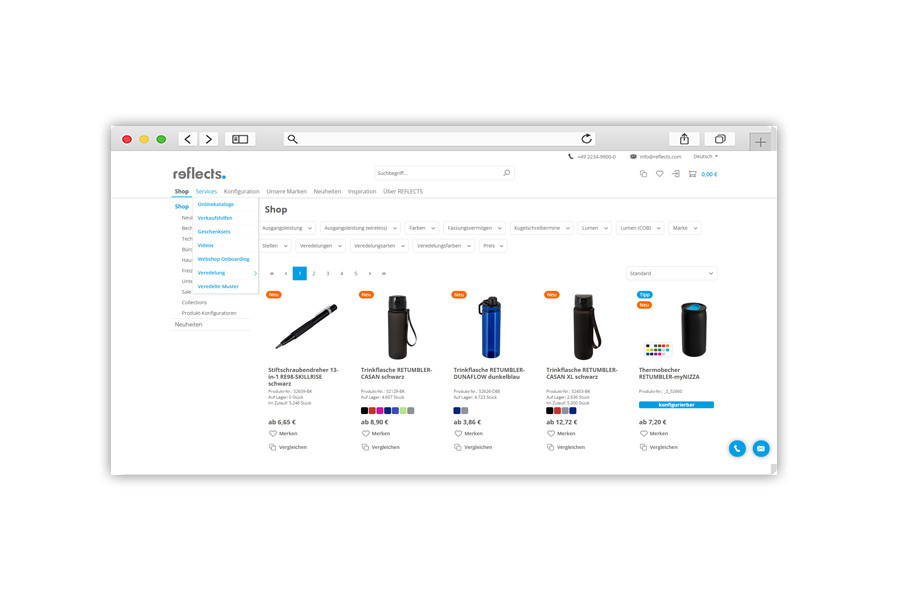 Screenshot Navigation Services Screenshot Navigation Services Reflects Webseite