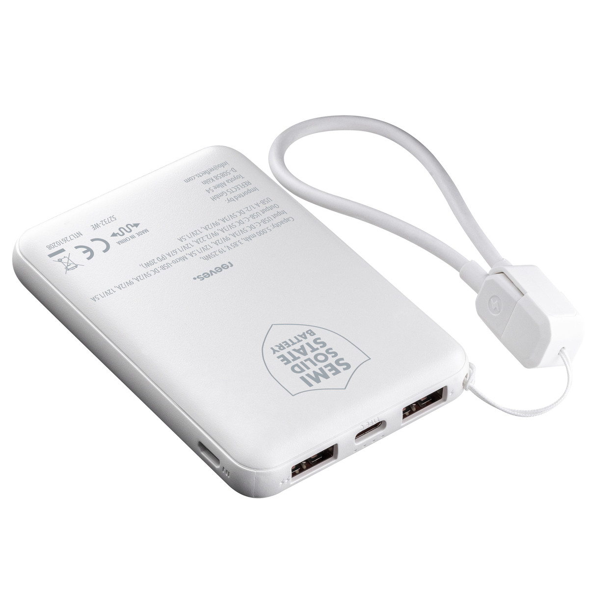 Powerbank REEVES-WATTRON CORE V weiß 5000 mAh Powerbank REEVES-WATTRON CORE V weiß 5000 mAh