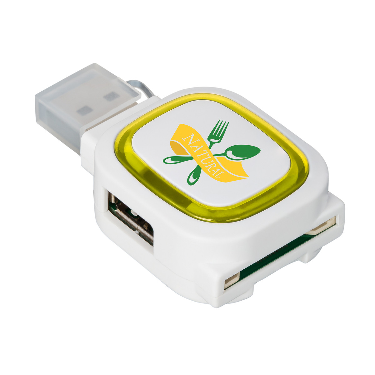 USB-Hub mit 2 Anschlüssen und Speicherkartenlesegerät COLLECTION 500 gelb