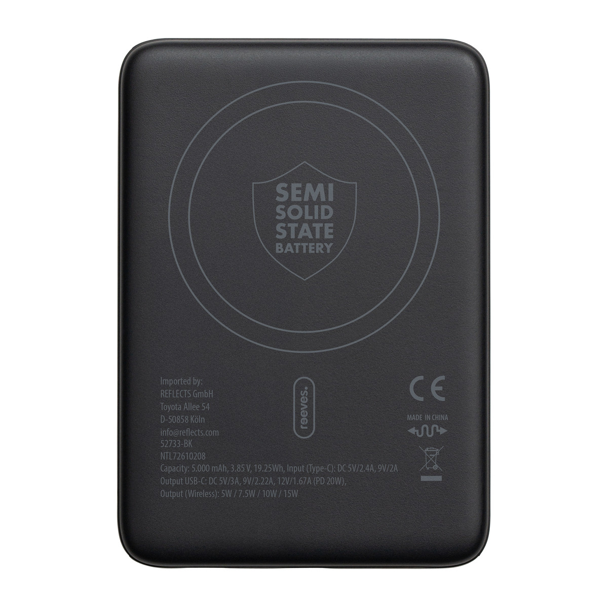 Magnetische 15W Wireless Powerbank REEVES-WATTRON PLUS V schwarz 5000 mAh Magnetische 15W Wireless Powerbank REEVES-WATTRON PLUS V schwarz 5000 mAh