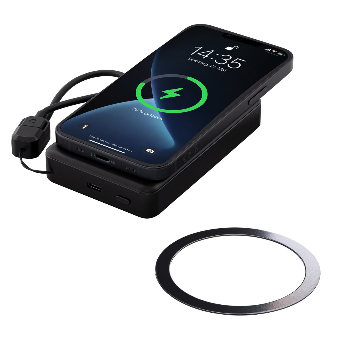 Magnetic 15W Wireless Powerbank REEVES-WATTRON PRO X ALU black 10000 mAh