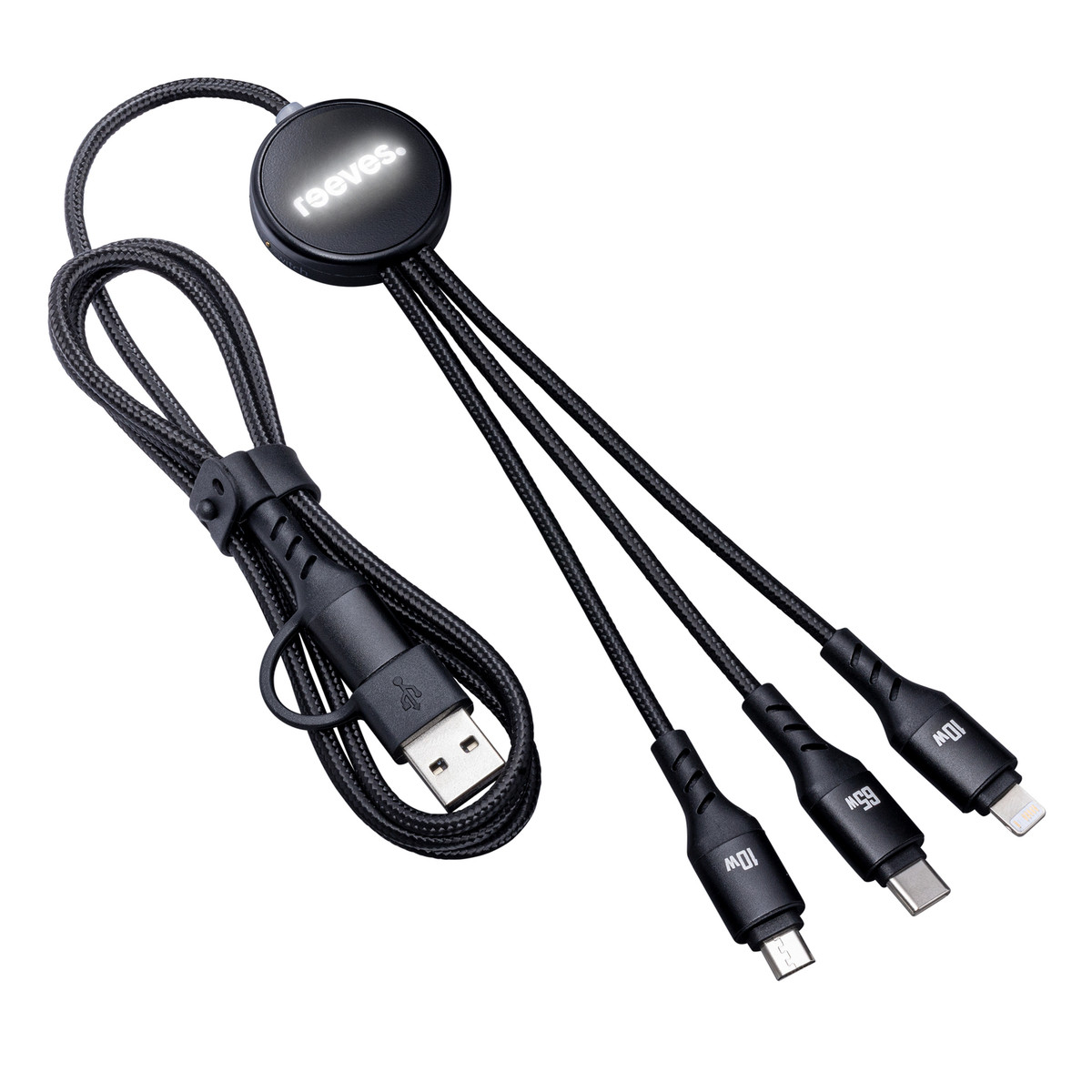 6-in-1 Charging Cable with Light REEVES-PUHALANI LONG black / white
