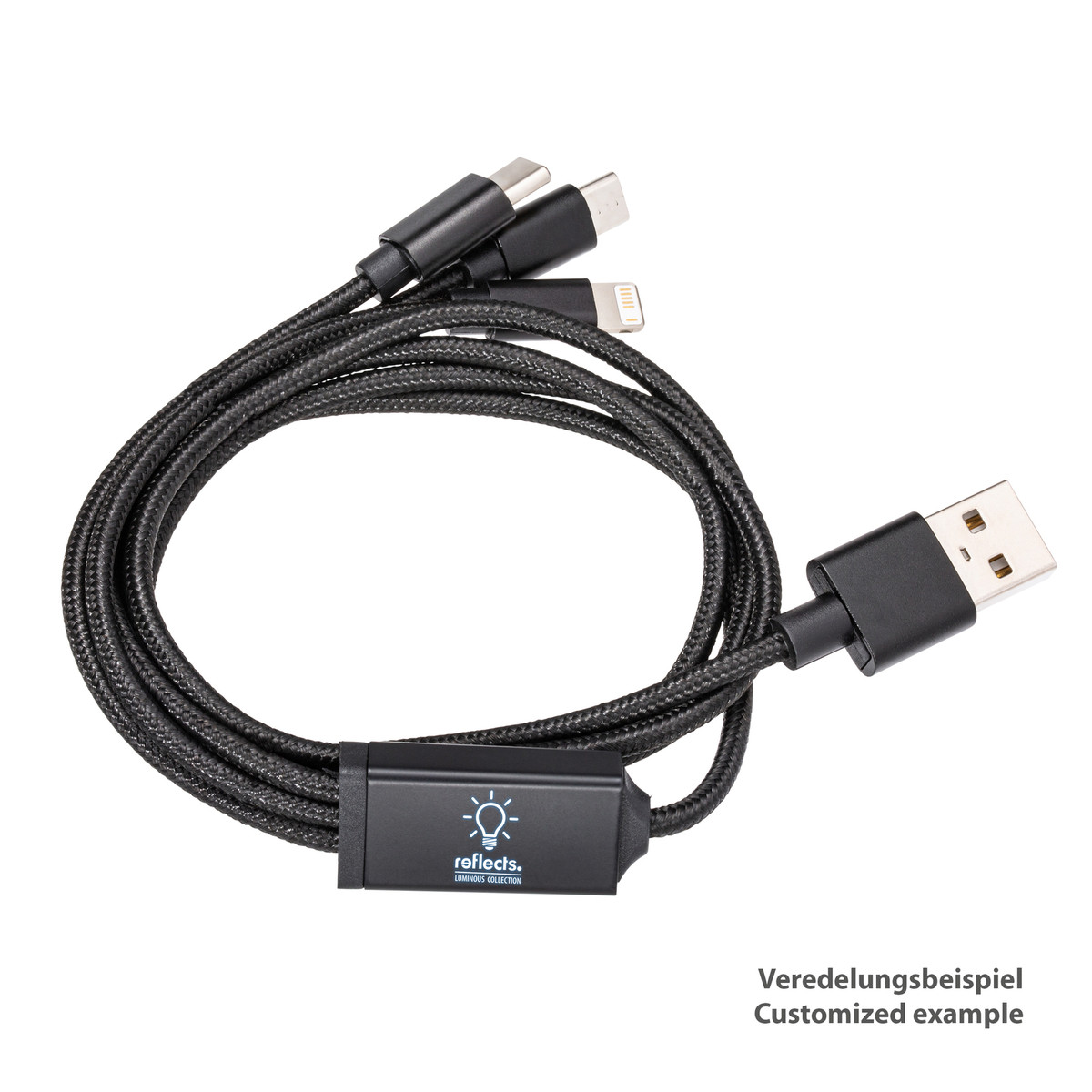 3-in-1 Charging Cable with Light REEVES-HAMPTON black 3-in-1 Charging Cable with Light REEVES-HAMPTON black