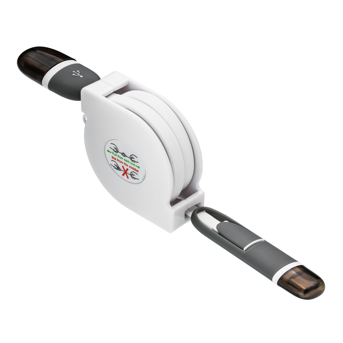 3-in-1 Ladekabel mit Aufroller REEVES-SNAKE weiß