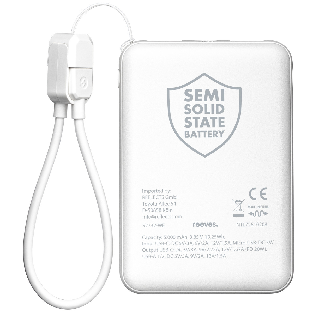 Powerbank REEVES-WATTRON CORE V weiß 5000 mAh Powerbank REEVES-WATTRON CORE V weiß 5000 mAh