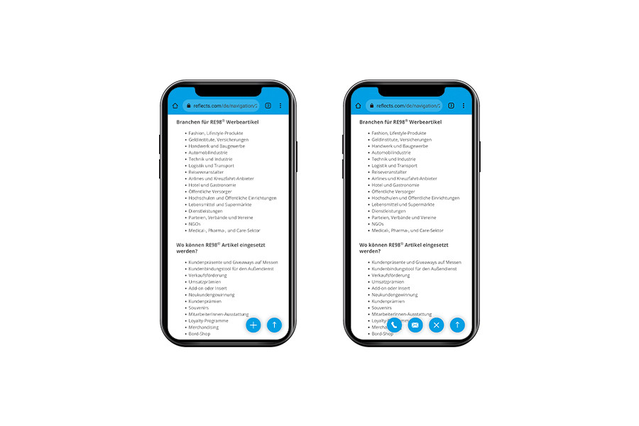 REFLECTS Smartphone Mitlaufende Kontakt- Möglichkeiten REFLECTS Smartphone - Mitlaufende Kontaktmöglichkeiten aufgeklappt