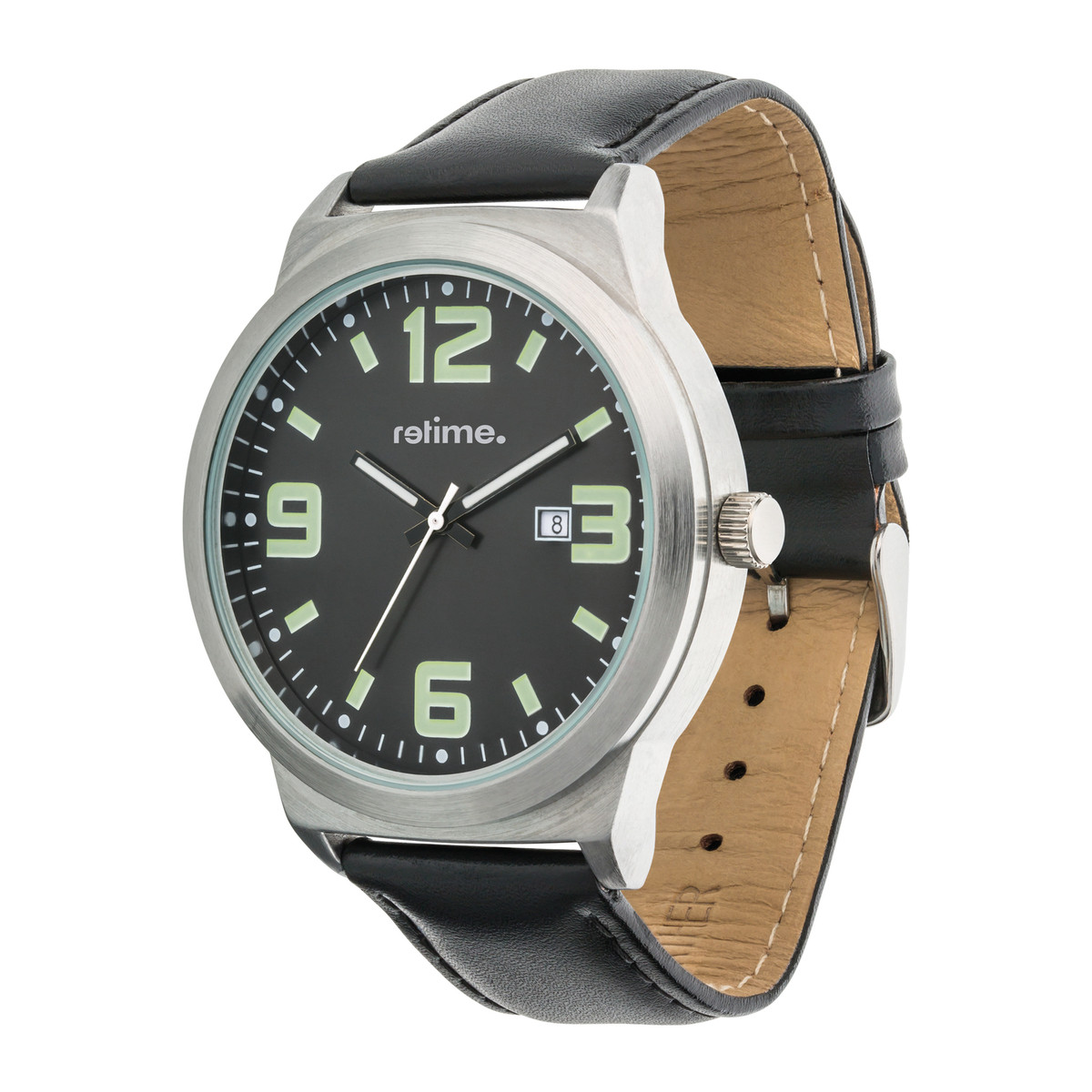 Armbanduhr RETIME-CLASSIC 620-2 silber/schwarz 45mm Armbanduhr RETIME-CLASSIC 620-2 silber/schwarz 45mm