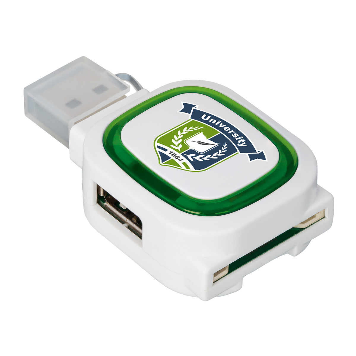 2-port USB hub and card reader COLLECTION 500 green 2-port USB hub and card reader COLLECTION 500 green