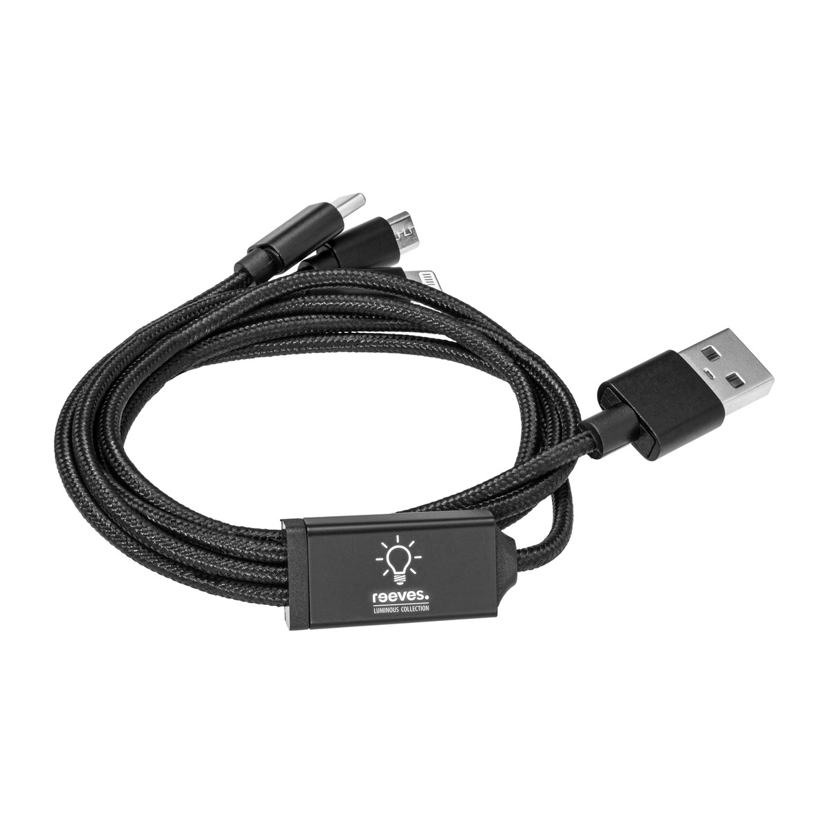 3-in-1 Ladekabel mit Beleuchtung REEVES-HAMPTON schwarz veredeltes Muster 3-in-1 Ladekabel mit Beleuchtung REEVES-HAMPTON schwarz veredeltes Muster