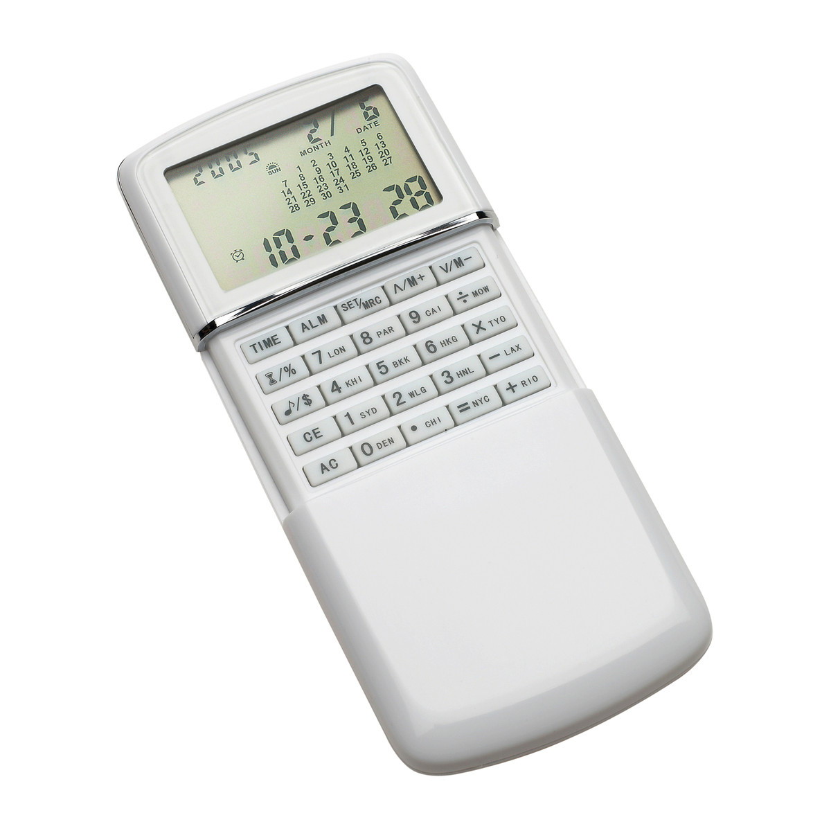 Calculatrice avec horloge mondiale REFLECTS-MASSENA blanc Calculatrice avec horloge mondiale REFLECTS-MASSENA blanc