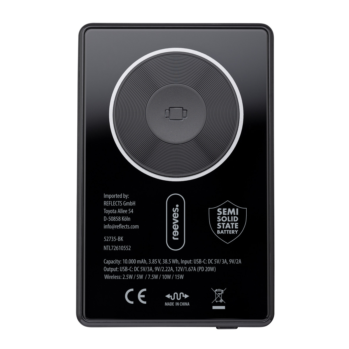 Magnetische 15W Wireless Powerbank REEVES-WATTRON ULTRA X schwarz 10000 mAh Magnetische 15W Wireless Powerbank REEVES-WATTRON ULTRA X schwarz 10000 mAh