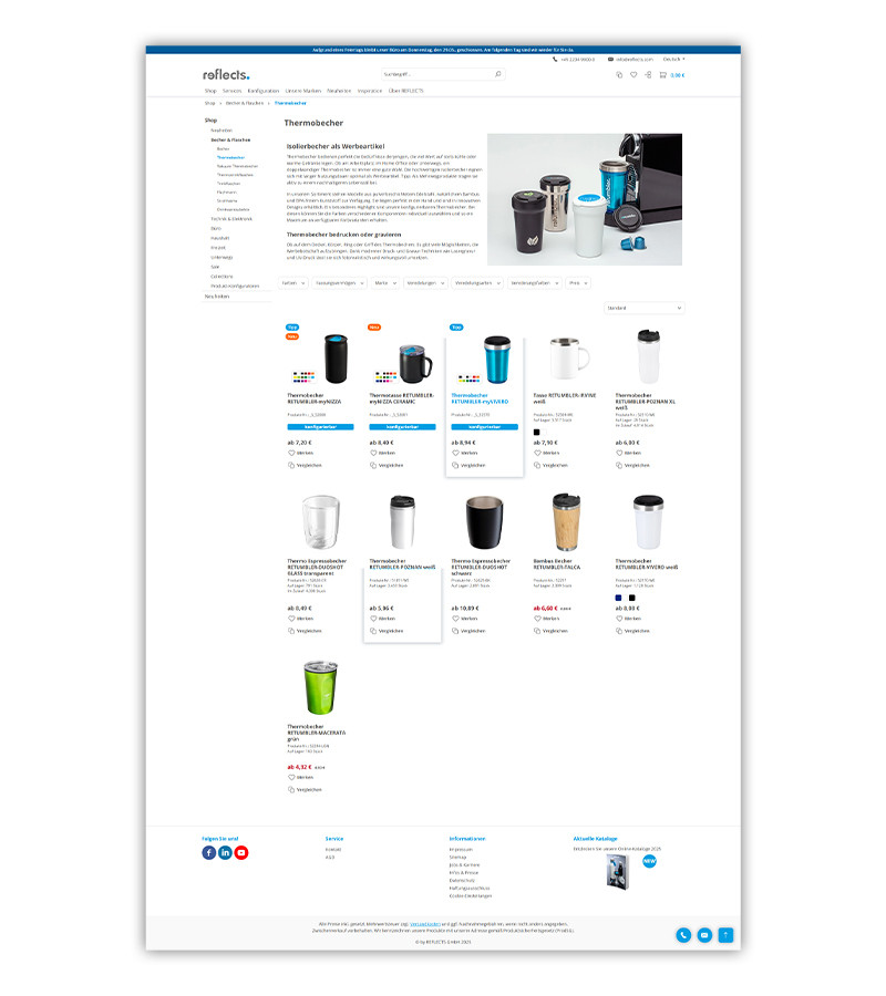 Screenshot Listing Reflects Kompletter Screenshot einer Listingpage der Reflects Webseite