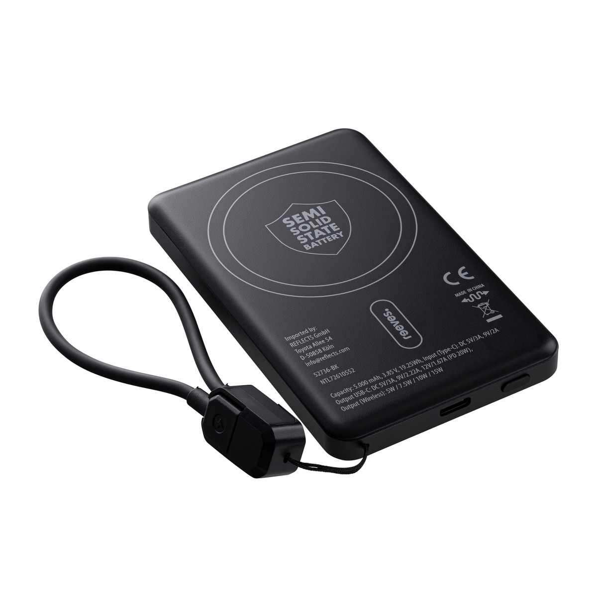 Magnetische 15W Wireless Powerbank REEVES-WATTRON PRO V schwarz 5000 mAh Magnetische 15W Wireless Powerbank REEVES-WATTRON PRO V schwarz 5000 mAh