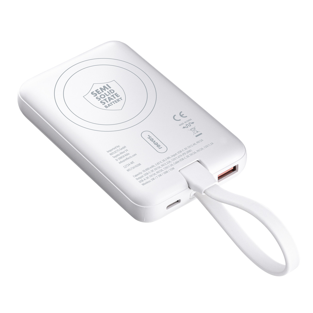 Magnetische 15W Wireless Powerbank REEVES-WATTRON PLUS X weiß 10000 mAh Magnetische 15W Wireless Powerbank REEVES-WATTRON PLUS X weiß 10000 mAh