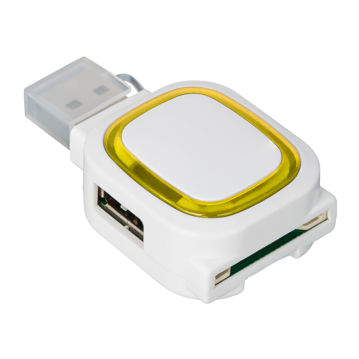 USB-Hub mit 2 Anschlüssen und Speicherkartenlesegerät COLLECTION 500 gelb
