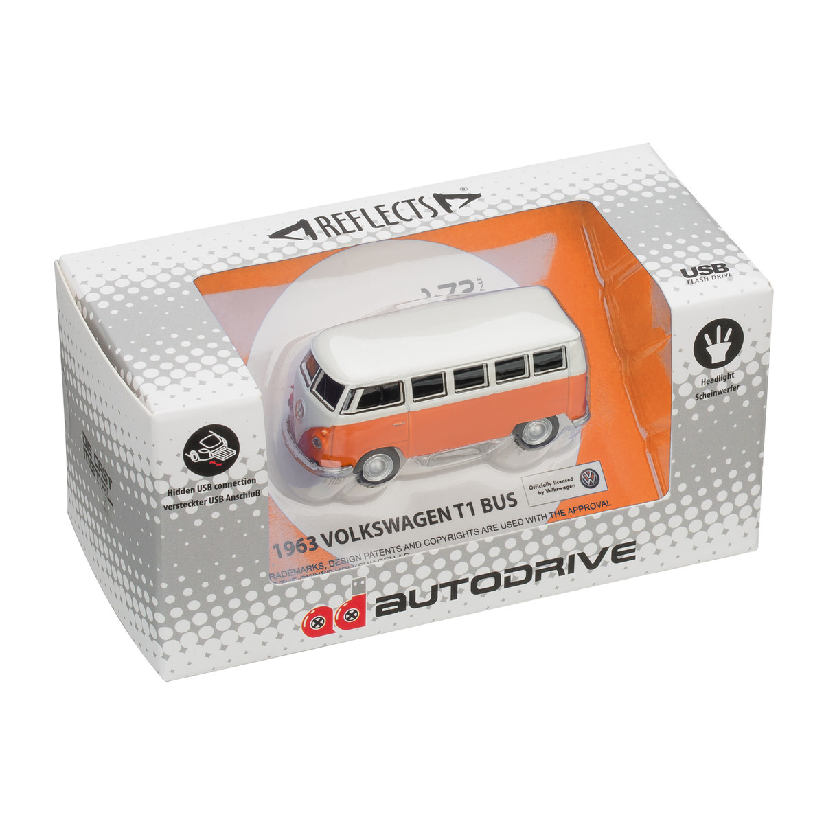 USB-Speicherstick REEVES-VW Bus T1 1:72 orange 16GB USB-Speicherstick REEVES-VW Bus T1 1:72 orange 16GB