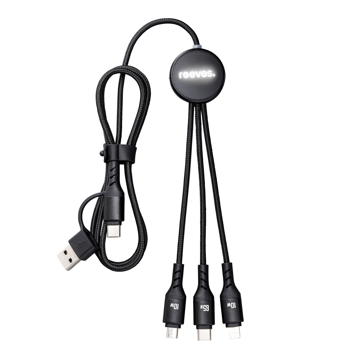 6-in-1 Charging Cable with Light REEVES-PUHALANI LONG black / white 6-in-1 Charging Cable with Light REEVES-PUHALANI LONG black / white