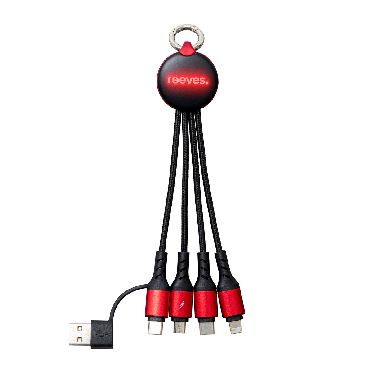Câble de Charge 6 en 1 avec Lumière REEVES-PUHALANI II rouge / rouge échantillon marqué Câble de Charge 6 en 1 avec Lumière REEVES-PUHALANI II rouge / rouge échantillon marqué