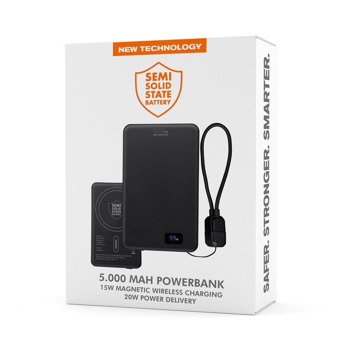 Magnetic 15W Wireless Powerbank REEVES-WATTRON PRO V ALU black 5000 mAh Magnetic 15W Wireless Powerbank REEVES-WATTRON PRO V ALU black 5000 mAh