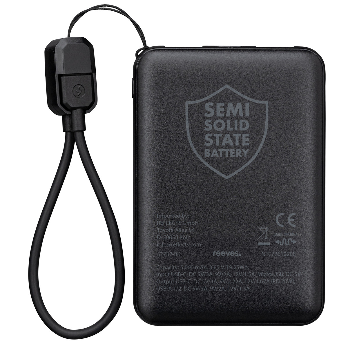 Powerbank REEVES-WATTRON CORE V schwarz 5000 mAh Powerbank REEVES-WATTRON CORE V schwarz 5000 mAh