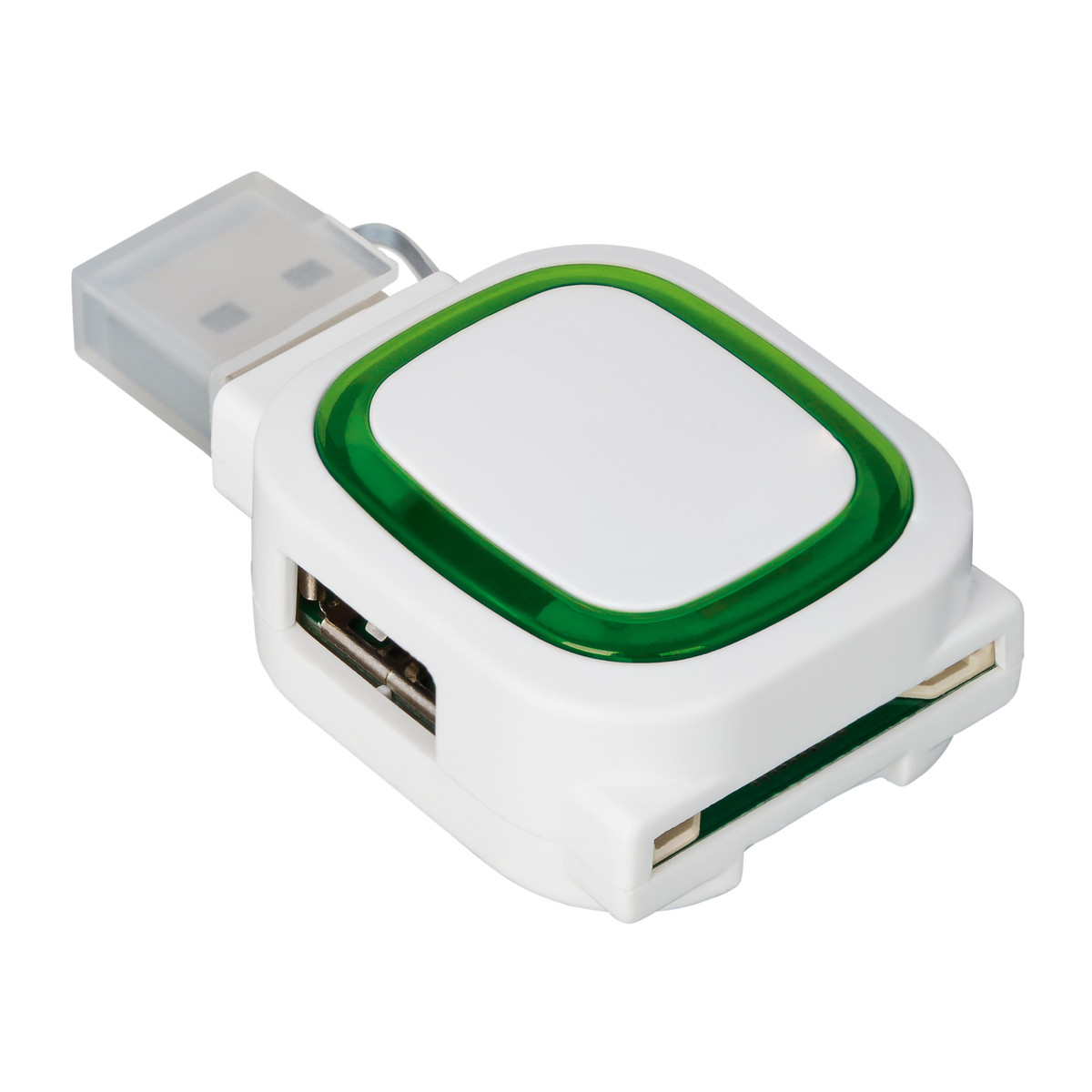 2-port USB hub and card reader COLLECTION 500 green 2-port USB hub and card reader COLLECTION 500 green