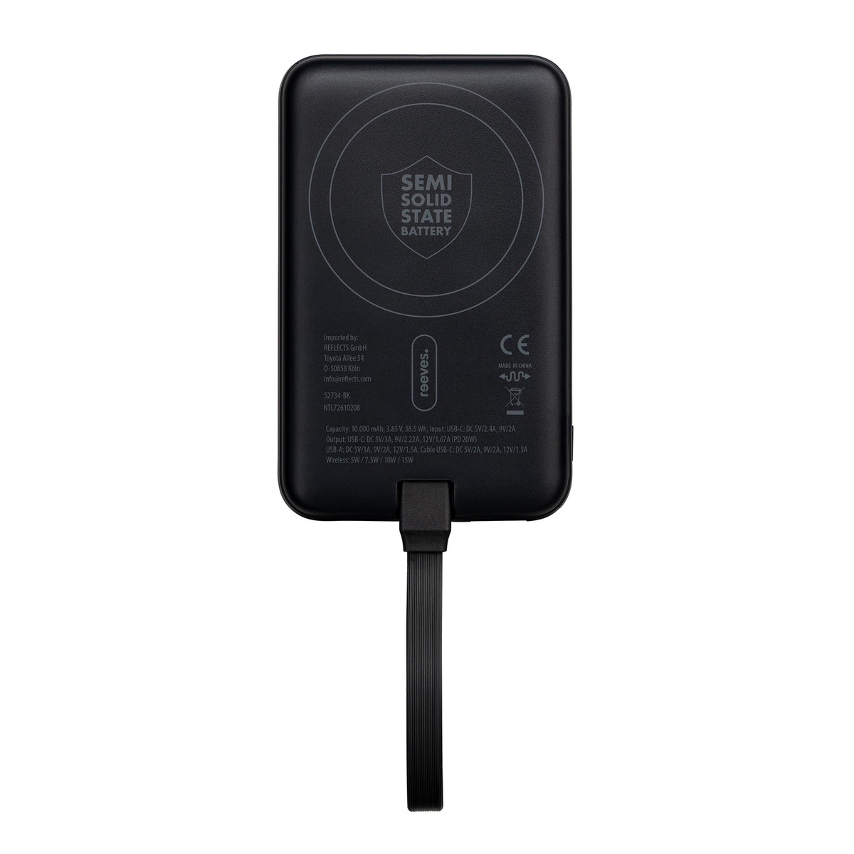 Magnetische 15W Wireless Powerbank REEVES-WATTRON PLUS X schwarz 10000 mAh Magnetische 15W Wireless Powerbank REEVES-WATTRON PLUS X schwarz 10000 mAh