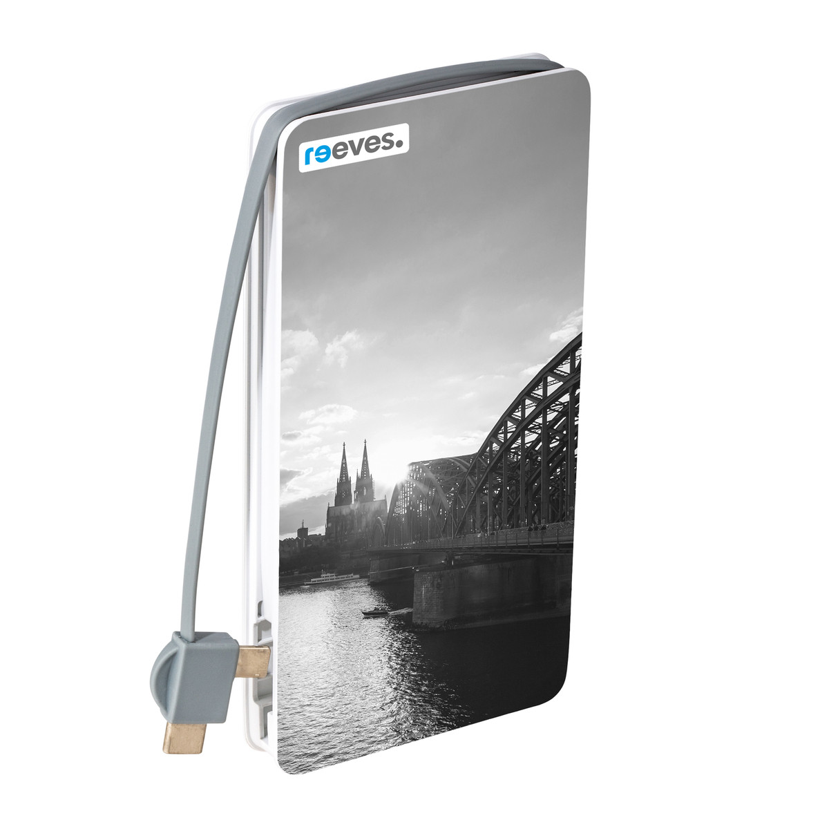 Wireless Charging Powerbank REEVES-BASEL white 5000 mAh branded sample Wireless Charging Powerbank REEVES-BASEL white 5000 mAh branded sample
