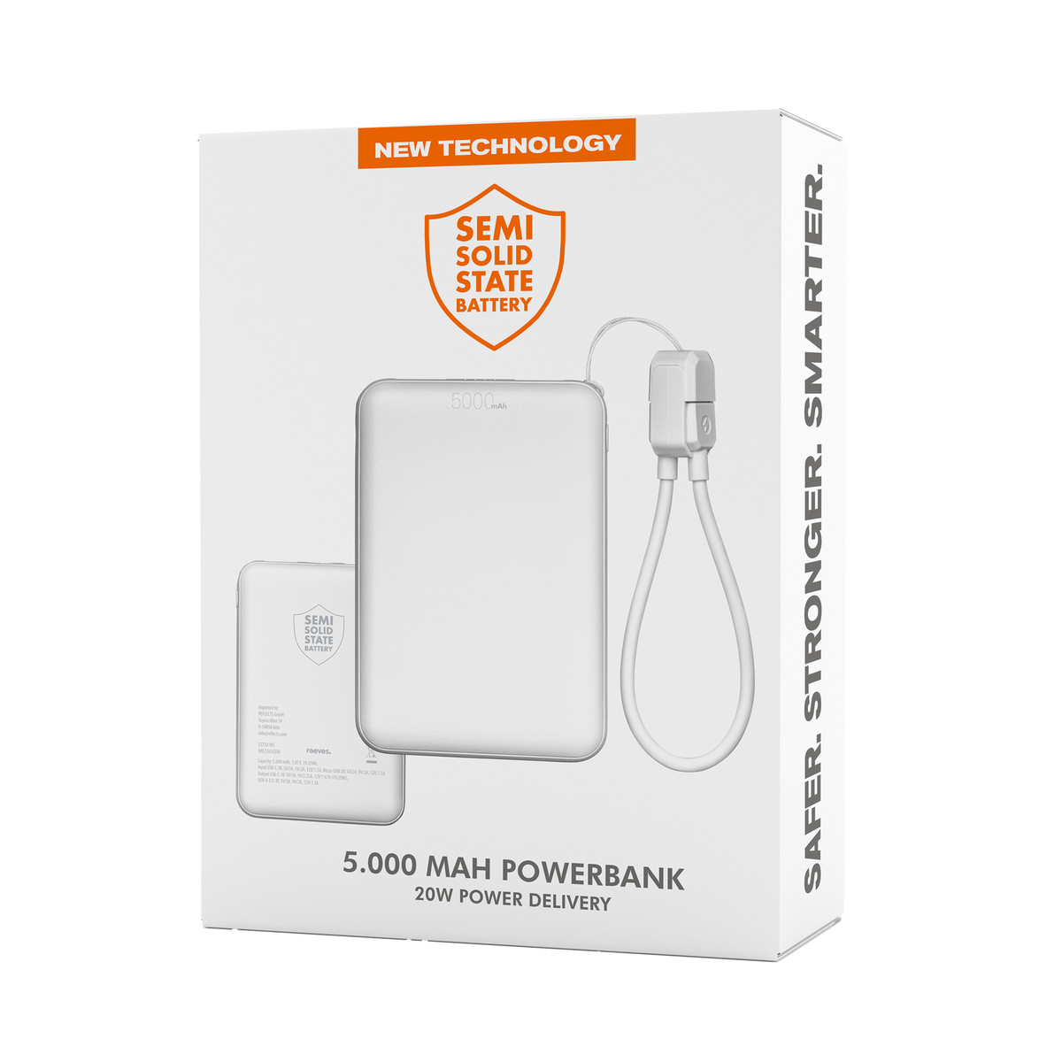 Powerbank REEVES-WATTRON CORE V weiß 5000 mAh Powerbank REEVES-WATTRON CORE V weiß 5000 mAh