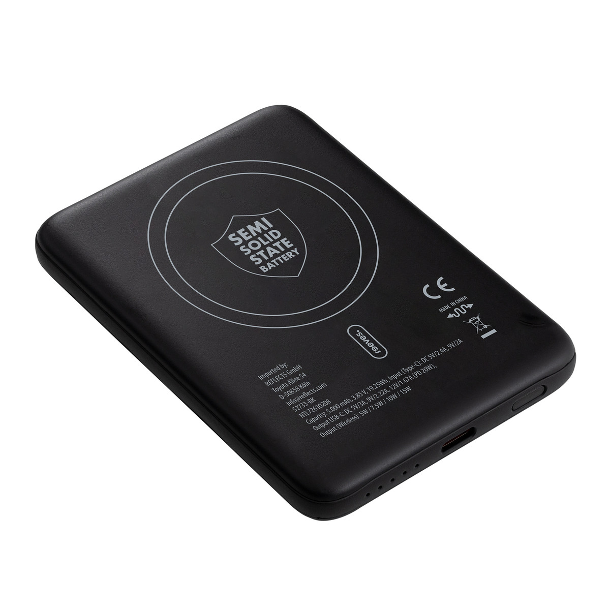 Magnetische 15W Wireless Powerbank REEVES-WATTRON PLUS V schwarz 5000 mAh Magnetische 15W Wireless Powerbank REEVES-WATTRON PLUS V schwarz 5000 mAh