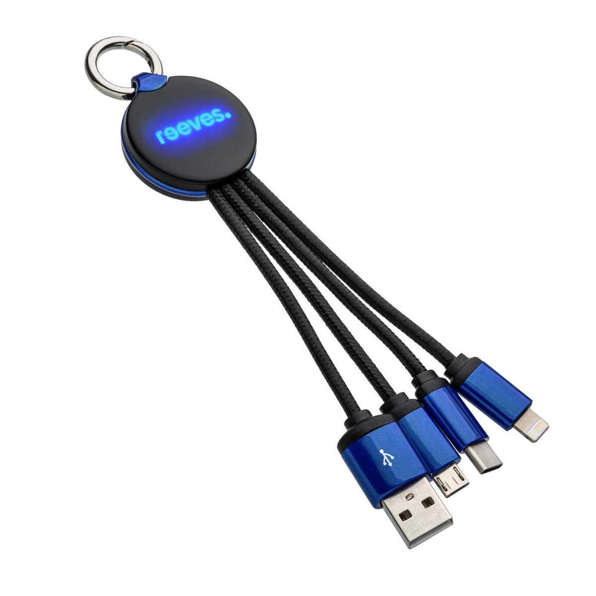 3-in-1 oplaadkabel met licht REEVES-PUHALANI blauw / blauw 3-in-1 oplaadkabel met licht REEVES-PUHALANI blauw / blauw