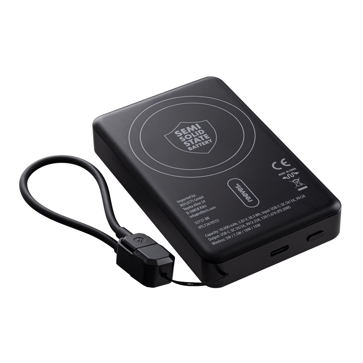 Magnetic 15W Wireless Powerbank REEVES-WATTRON PRO X ALU black 10000 mAh