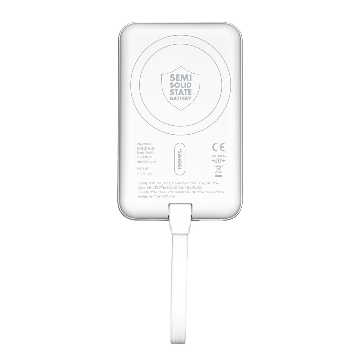 Magnetische 15W Wireless Powerbank REEVES-WATTRON PLUS X weiß 10000 mAh Magnetische 15W Wireless Powerbank REEVES-WATTRON PLUS X weiß 10000 mAh