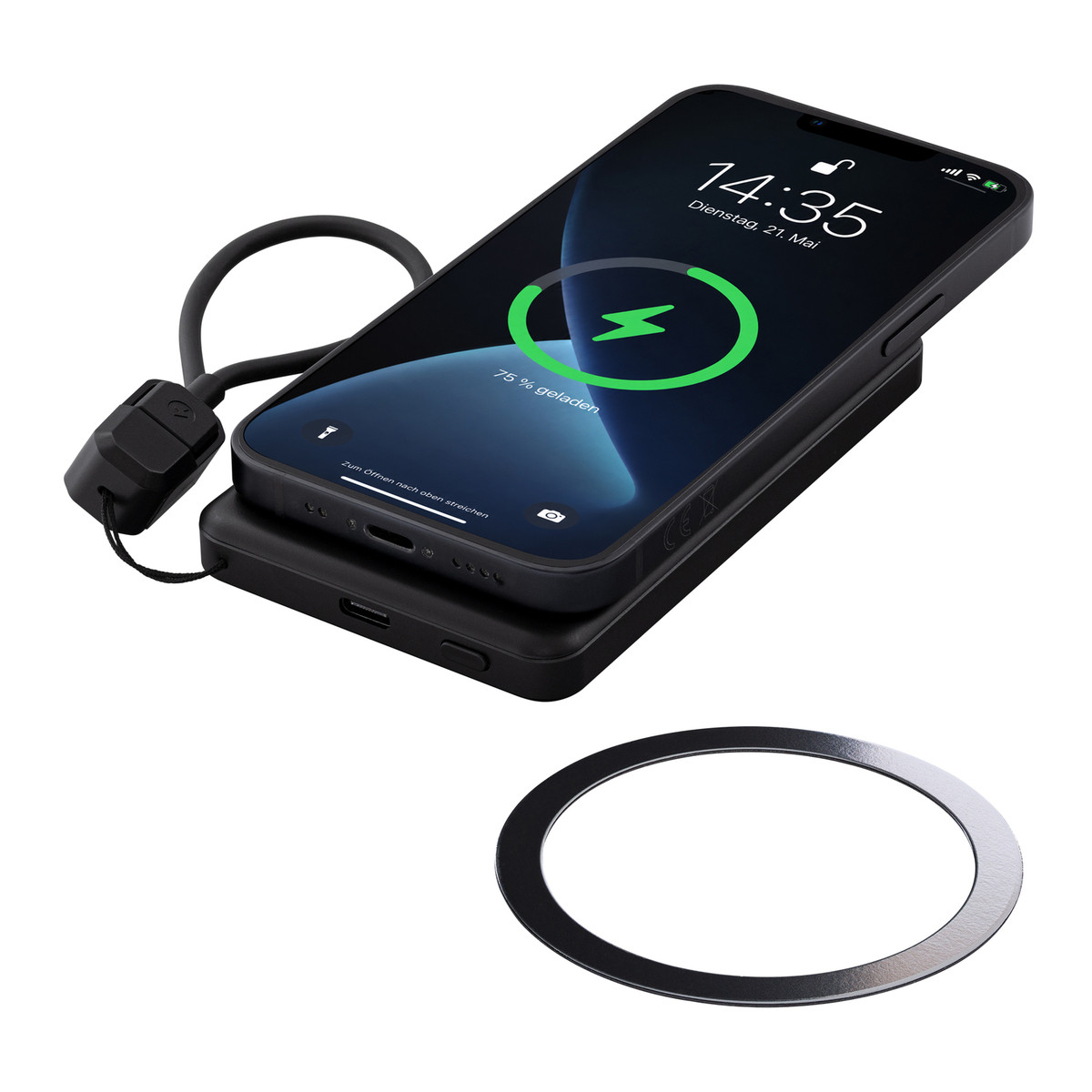 Magnetic 15W Wireless Powerbank REEVES-WATTRON PRO V ALU black 5000 mAh Magnetic 15W Wireless Powerbank REEVES-WATTRON PRO V ALU black 5000 mAh