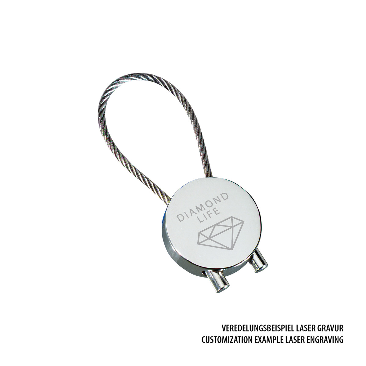 Porte-Clés Rond RE98-CABLE argenté mat Porte-Clés Rond RE98-CABLE argenté mat