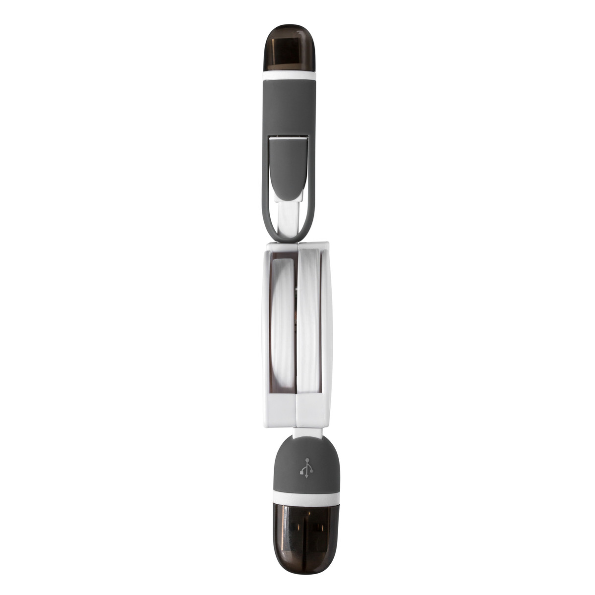 3-in-1 Ladekabel mit Aufroller REEVES-SNAKE weiß