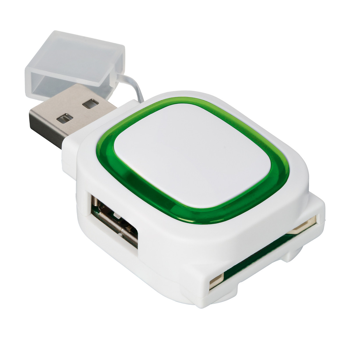 2-port USB hub and card reader COLLECTION 500 green 2-port USB hub and card reader COLLECTION 500 green