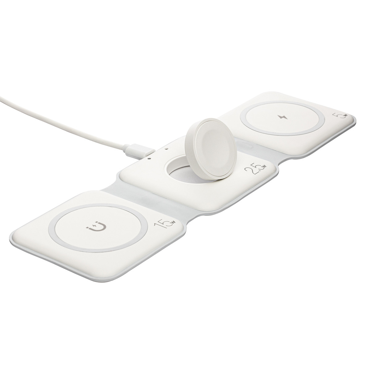 3-in-1 Snelle draadloze oplader REEVES-PORTANOVA wit 15 Watt 3-in-1 Snelle draadloze oplader REEVES-PORTANOVA wit 15 Watt